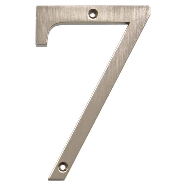 4 in. Satin Nickel Flush Mount Metal House Number 7