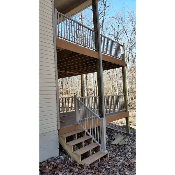 EZ Handrail 3 in. x 3 in. x 38 in. Clay Aluminum Post with Welded Base