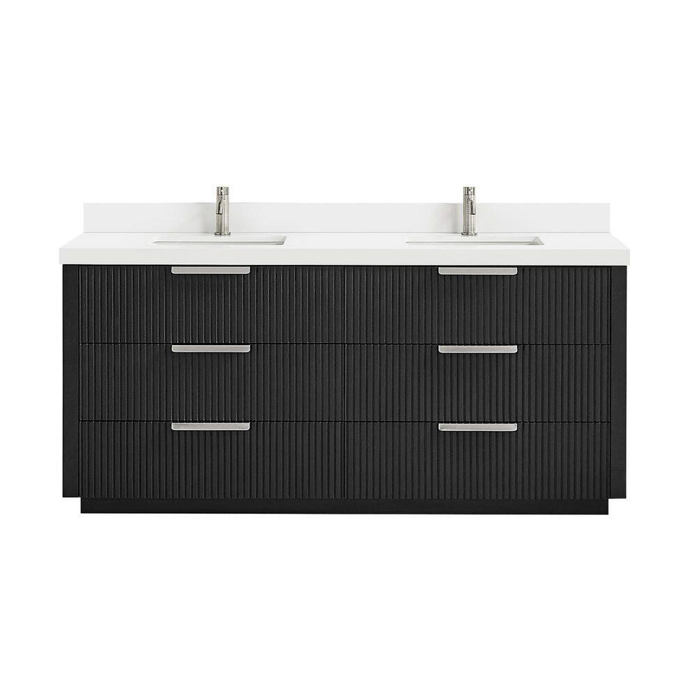 Santarem 72 in.W x 22 in.D x 34 in.H Double Sink Bath Vanity in Oak Weathered Black with Pure White Quartz Stone Top price history on PriceWatchPro