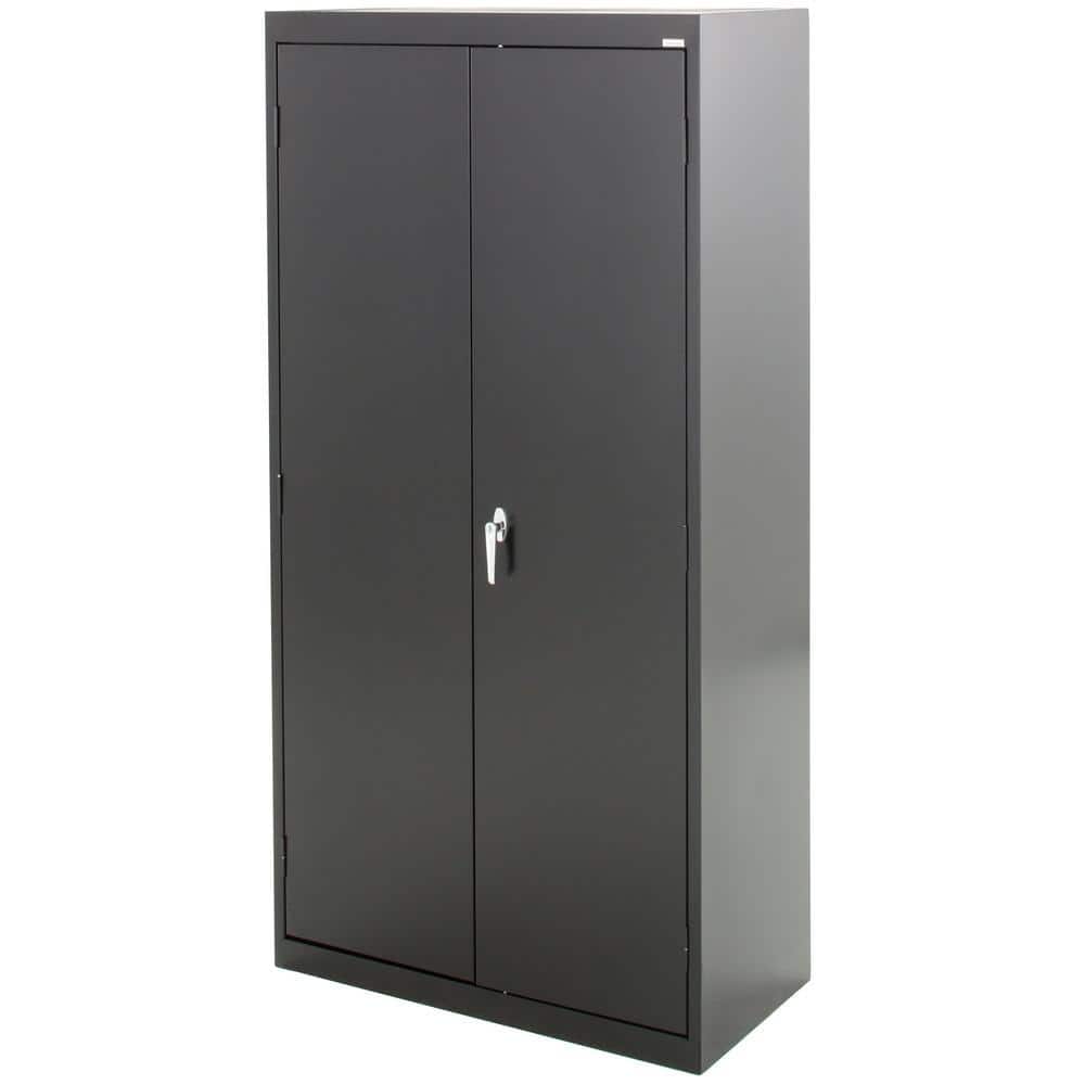 Black Freestanding Lockable Office Cabinet with Adjustable Shelving