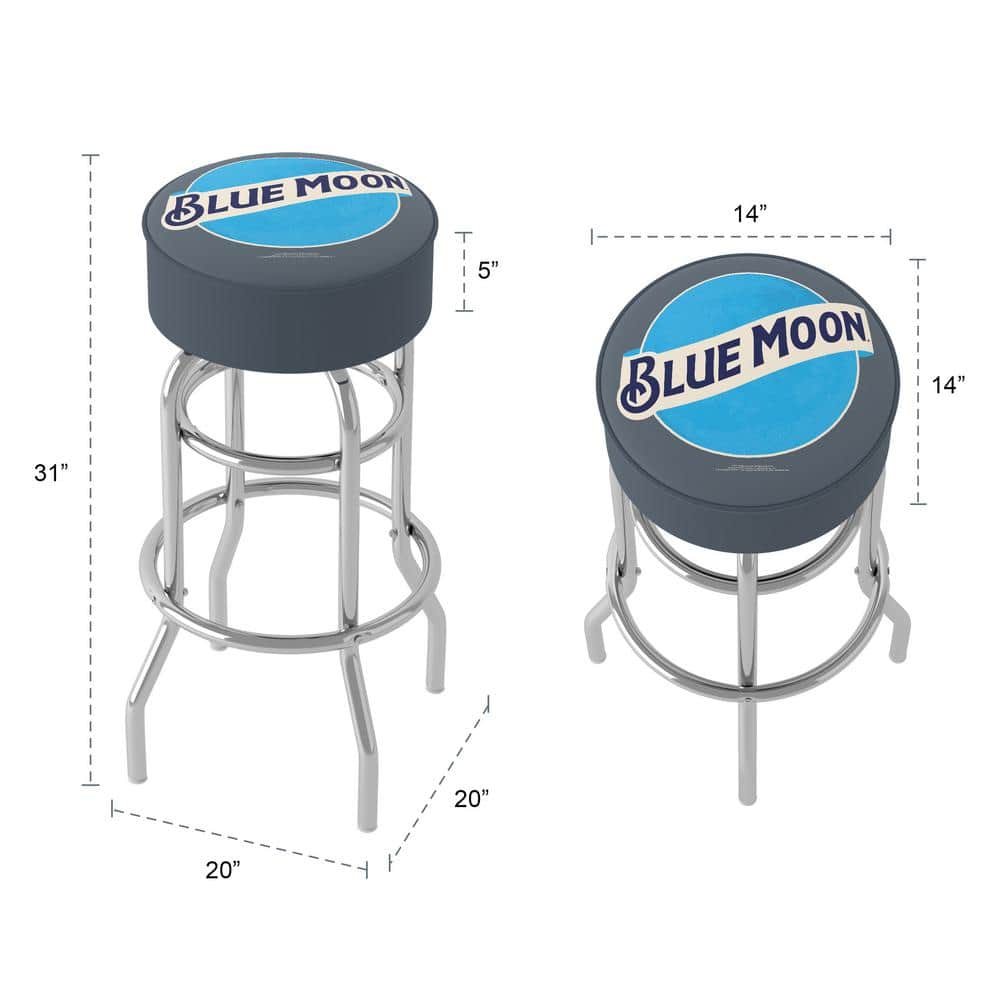 Blue Moon 31" Backless Swivel Metal Bar Stool with Padded Seat