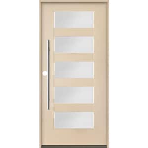 ASCEND Modern Faux Pivot 36 in. x 80 in. 5 Lite Right-Hand/Inswing Satin Glass Unfinished Fiberglass Prehung Front Door
