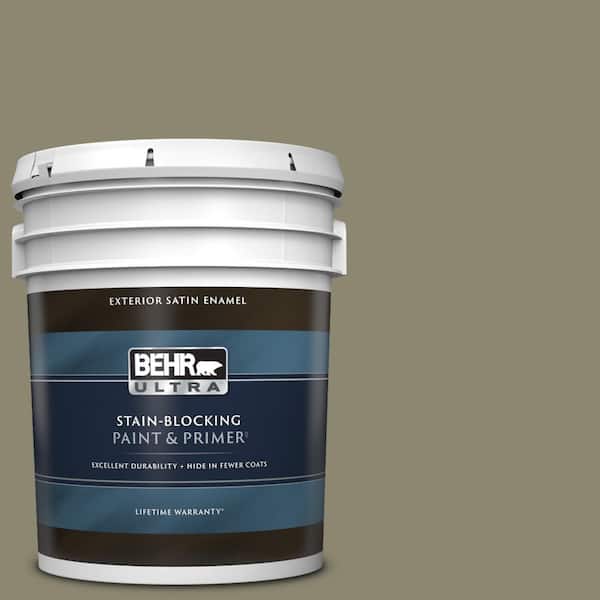 BEHR ULTRA 5 gal. #PPU8-21 Mossy Bank Satin Enamel Exterior Paint & Primer