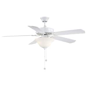 52 in. Indoor White Ceiling Fan with Light Kit and Pull Chain