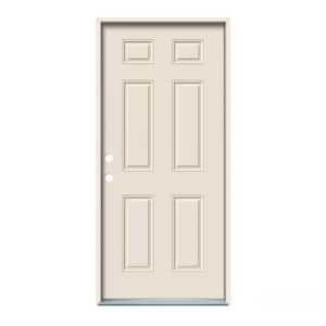 JELD-WEN 36 in. x 80 in. 6-Panel Primed Steel Prehung Left-Hand Inswing  Front Door w/Brickmould THDJW166100275 - The Home Depot