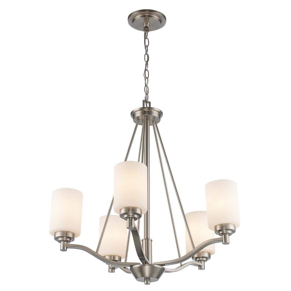 Mod Pod 25" Brushed Nickel Transitional 5-Light Chandelier