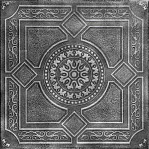 Kensington Garden Black Silver 1.6 ft. x 1.6 ft. Decorative Foam Glue Up Ceiling Tile (21.6 sq. ft./Case)