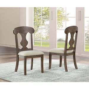 Hector Rustic Oak Linen Fabric Chair (Set of 2)