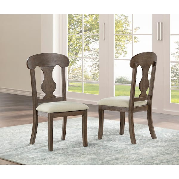Best Quality Furniture Hector Rustic Oak Linen Fabric Chair (Set of 2)