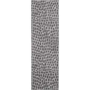 Urban Chic Grey 2 ft. x 7 ft. Tiled Contemporary Runner Rug