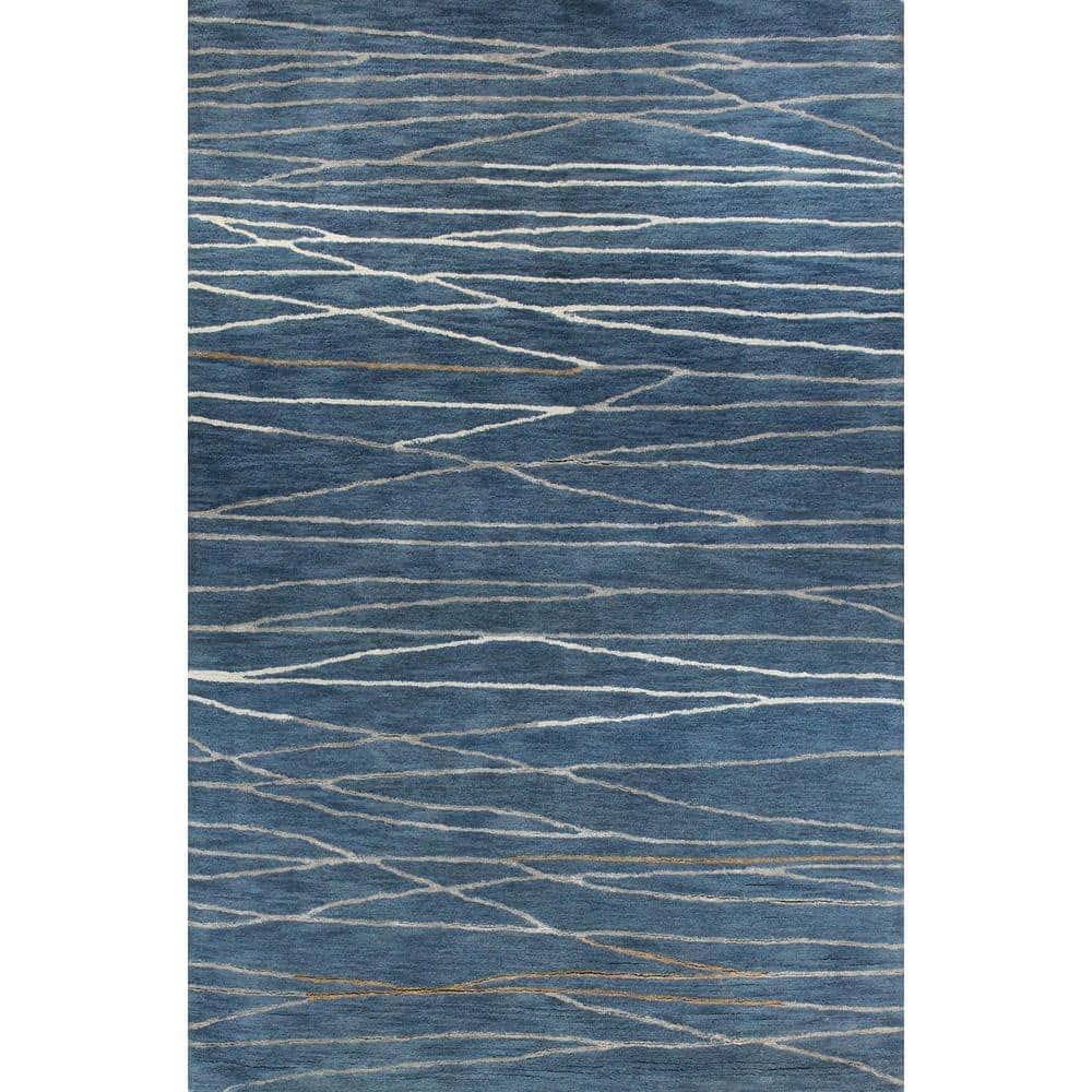 Greenwich Azure 8 ft. x 10 ft. (7 ft. 9 in. x 9 ft. 9 in.) Abstract Contemp