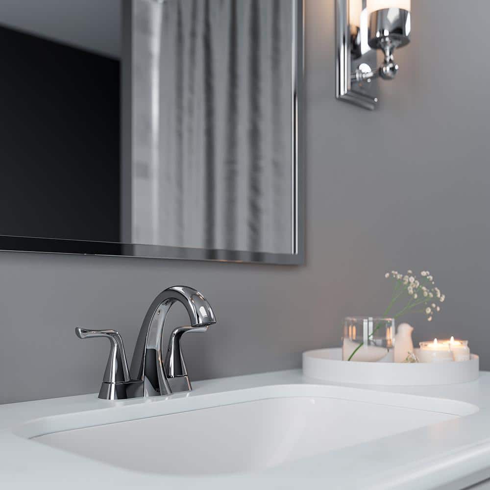 Polished Chrome Double Handle Centerset Bathroom Faucet