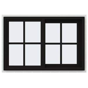 36 in. x 24 in. V-4500 Series Black FiniShield Vinyl Right-Handed Sliding Window with Colonial Grids/Grilles