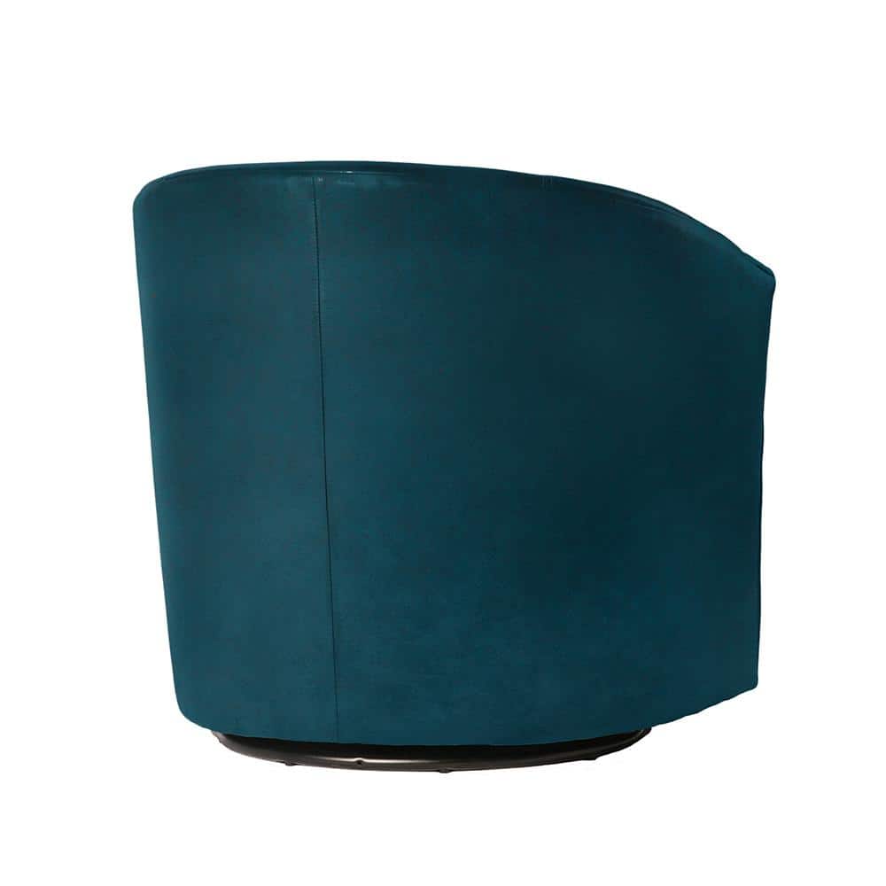 Elizabeth Ocean Blue Velvet-Feel Microfiber Swivel Barrel Chair