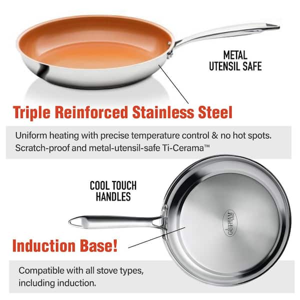 Gotham Steel 10-Piece Kitchen Nonstick Ti-Cerama Frying Pan and