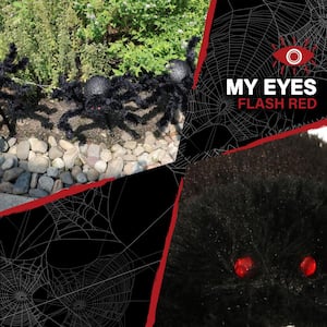 25 in. Light-Up Spiders with Red LED Bodies Halloween Yard Decoration