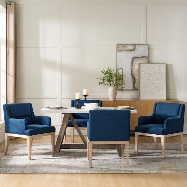 Calypso Navy Farmhouse Polyester Dining Chair ((Set of 4))