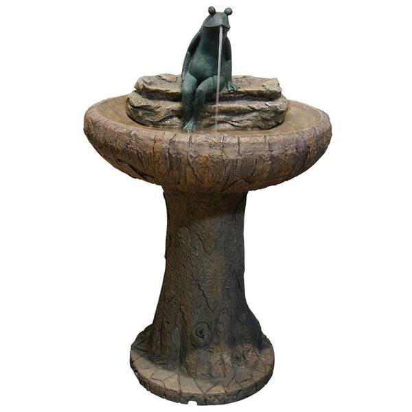 Alpine 31 in. Frog Pedestal Fountain