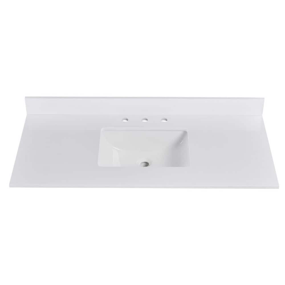 Aurra Pure 48 in. W x 22 in. D Engineered Stone Rectangular Single Sink Bathroom Vanity Top in White price history on PriceWatchPro