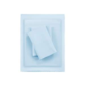Tencel Polyester Blend 4-Piece Blue Queen Sheet Set