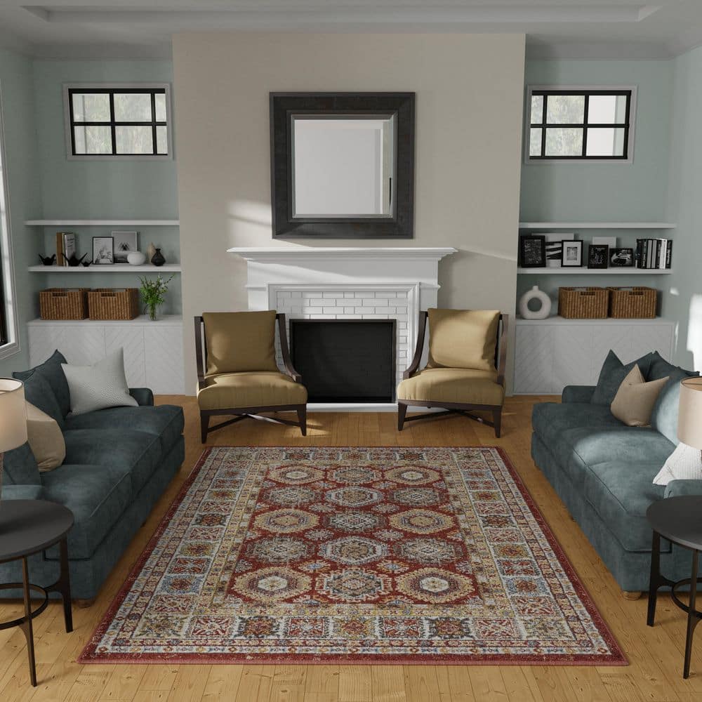 Alsbrooke Delary 4' x 6' Orange Patchwork Area Rug