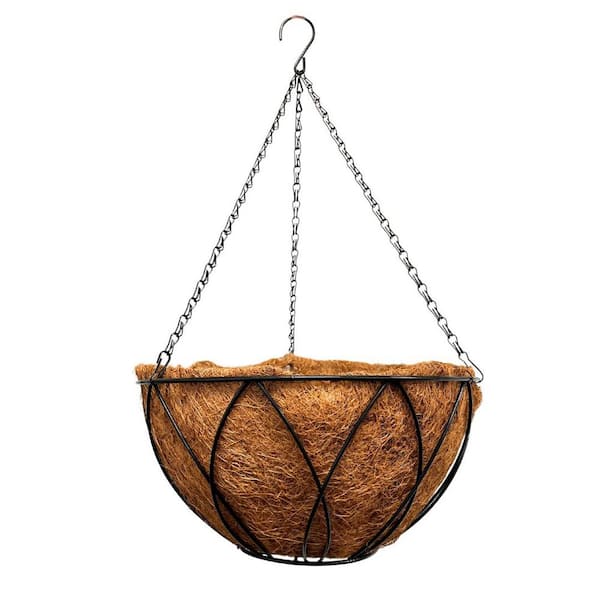 Pride Garden Products 14 in. Devon Hanging Basket with AquaSav Coconut Fiber Liner and Chain