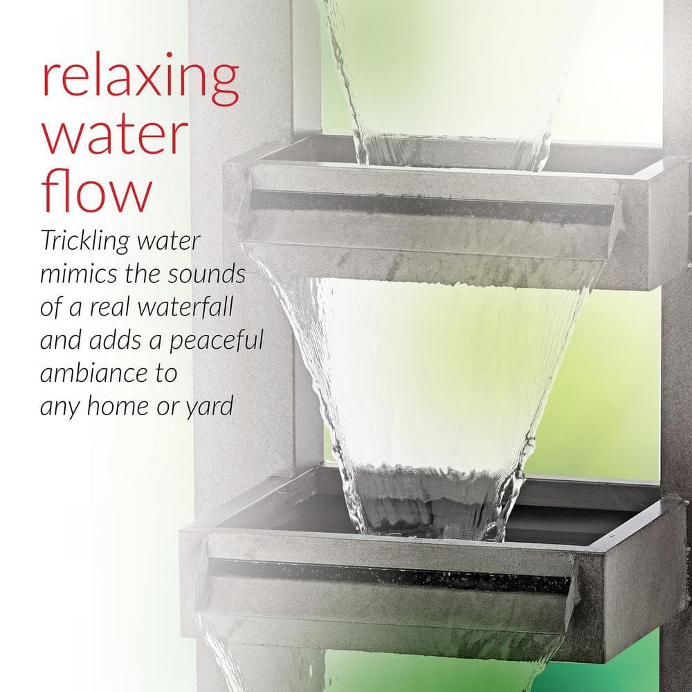 Alpine 43" Zinc Industrial Tiered Waterfall Fountain