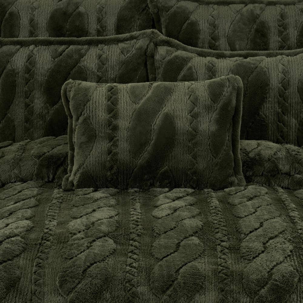 Nordic Rectangular Quilted Boudoir Throw Pillow with Braided Knit