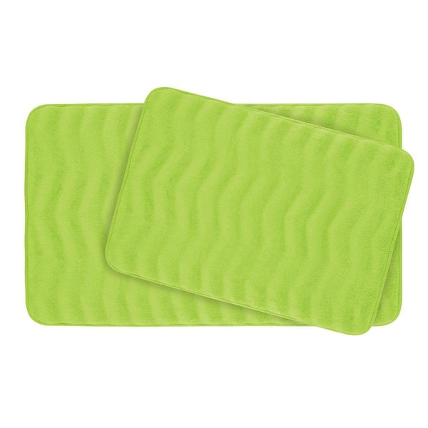 BounceComfort Waves Lime Memory Foam 2-Piece Bath Mat Set