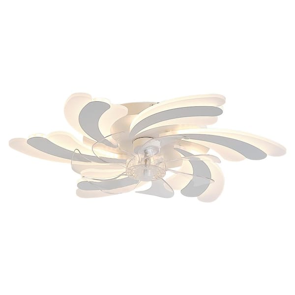 OLUZFAN Modern 26.8 in. (2.1 ft.) Indoor White Low Profile Ceiling Fan with LED Dimmable Light and Remote Included