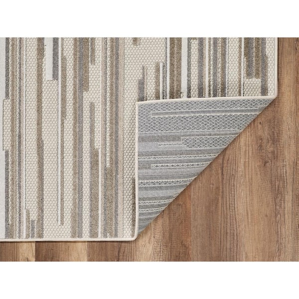Calla Grey Denni 3 ft. x 5 ft. Coastal Abstract Indoor/Outdoor Area Rug