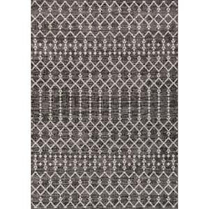 Ourika Moroccan Black/Gray 3 ft. 1 in. x 5 ft. Geometric Textured Weave Indoor/Outdoor Area Rug