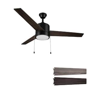 CARRO Marais 52 in. Integrated LED Indoor Black Ceiling Fan with Light ...