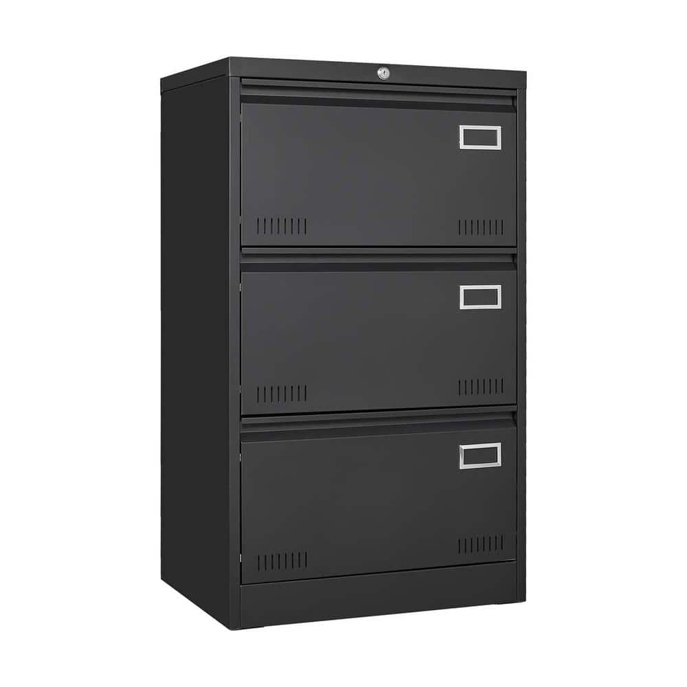 23.62 in. W x 17.71 in. D x 40.43 in. H Black Metal Linen Cabinet Filing Ca