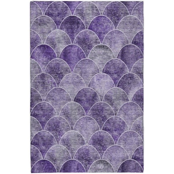 Dream Shag Premium Machine Washable Abstract ADS594 Purple 9 ft. x 12 ft. Area Rug