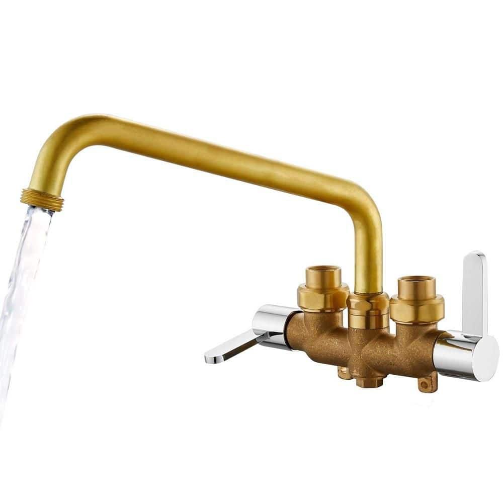 1-Piece Wall Mount Sink Faucet with Spout Installation Hardware, Chrome Brass Dual Handle 360 Swivel Utility Faucet price history on PriceWatchPro