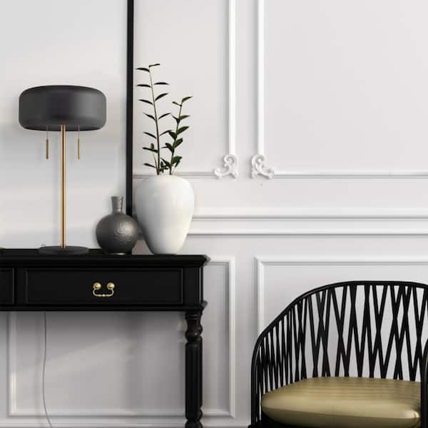 James 22 in. 2-Light Metallic Dark Gray Table Lamp