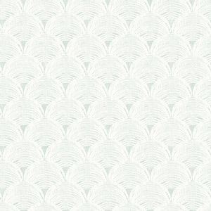 Santiago Teal Scalloped Green Wallpaper Sample