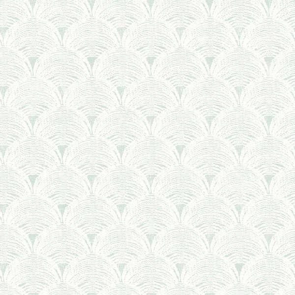 Chesapeake Santiago Teal Scalloped Green Wallpaper Sample