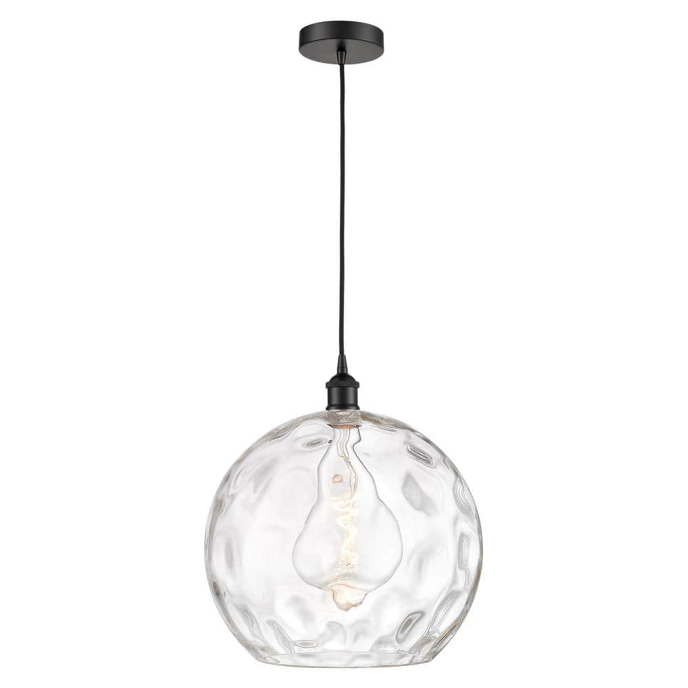 Athens Water Glass 60-Watt 1-Light Matte Black Shaded Mini Pendant Light with Clear Glass Shade price history on PriceWatchPro
