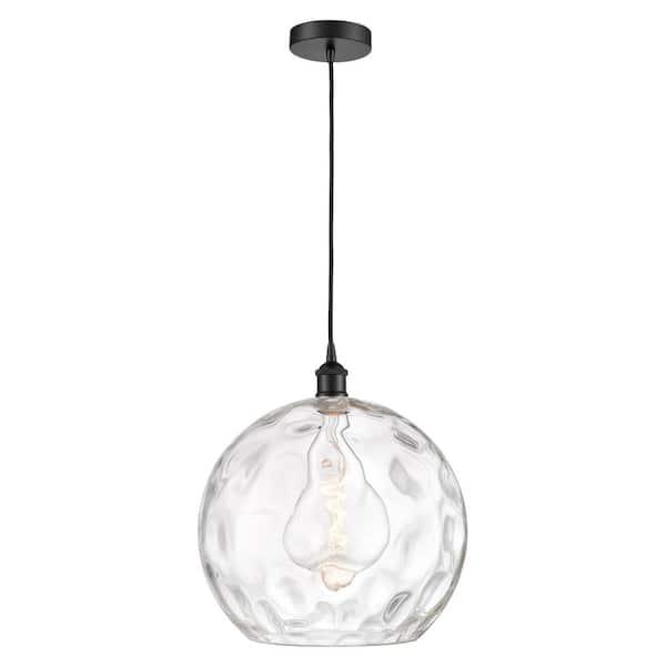 Athens Water Glass 60-Watt 1-Light Matte Black Shaded Mini Pendant Light with Clear Glass Shade