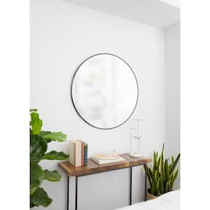 Hub Round Contemporary Mirror Metallic Titanium (34 in. H x 34 in. W)