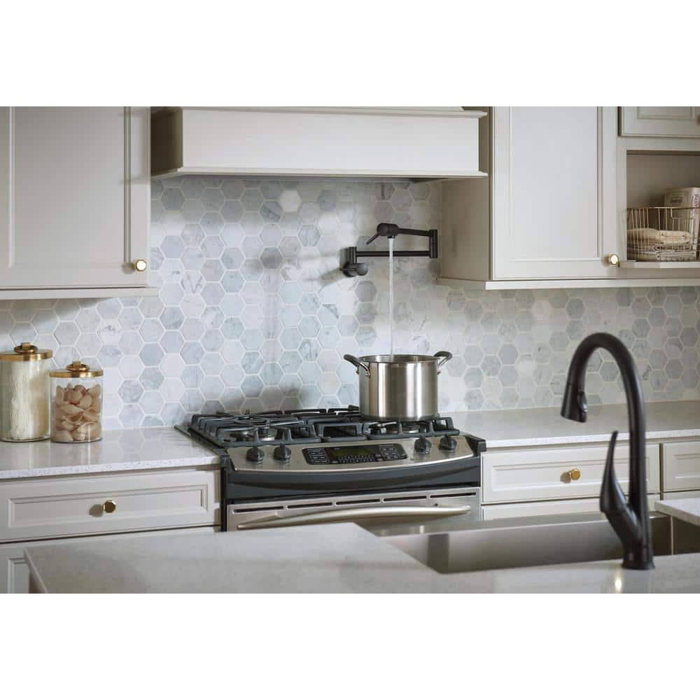 Matte Black Contemporary Wall Mount Pot Filler Faucet