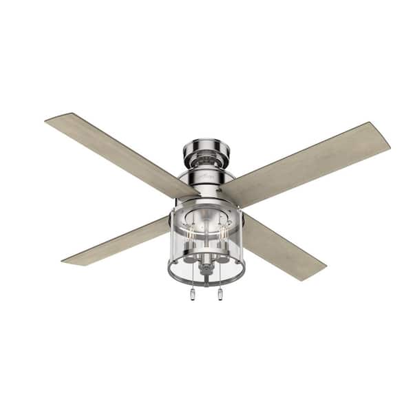 Hunter Astwood 52 in. Indoor Polished Nickel Ceiling Fan with Light Kit