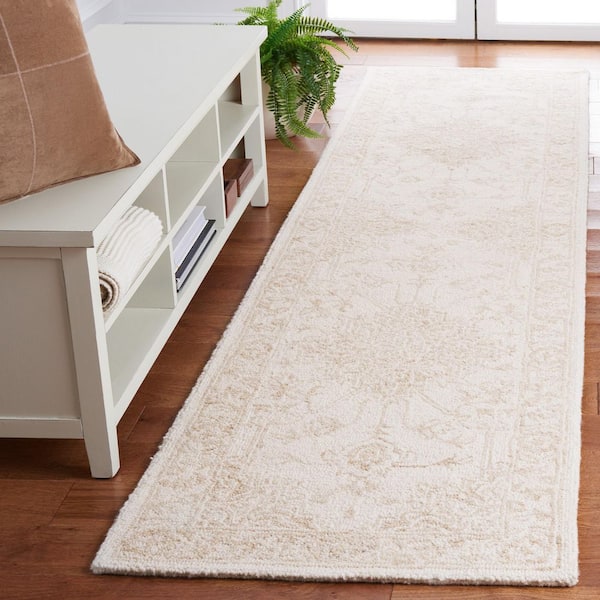 Metro 2 ft. x 11 ft. Beige/Ivory Ornate Border Runner Rug