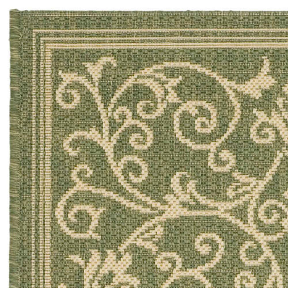 Olive and Natural Reversible Flat Woven Synthetic Area Rug - 27" x 6"