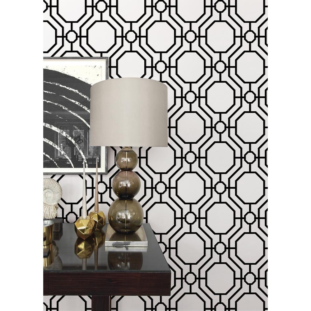 Crawford Black and White Geometric Peel and Stick Wallpaper