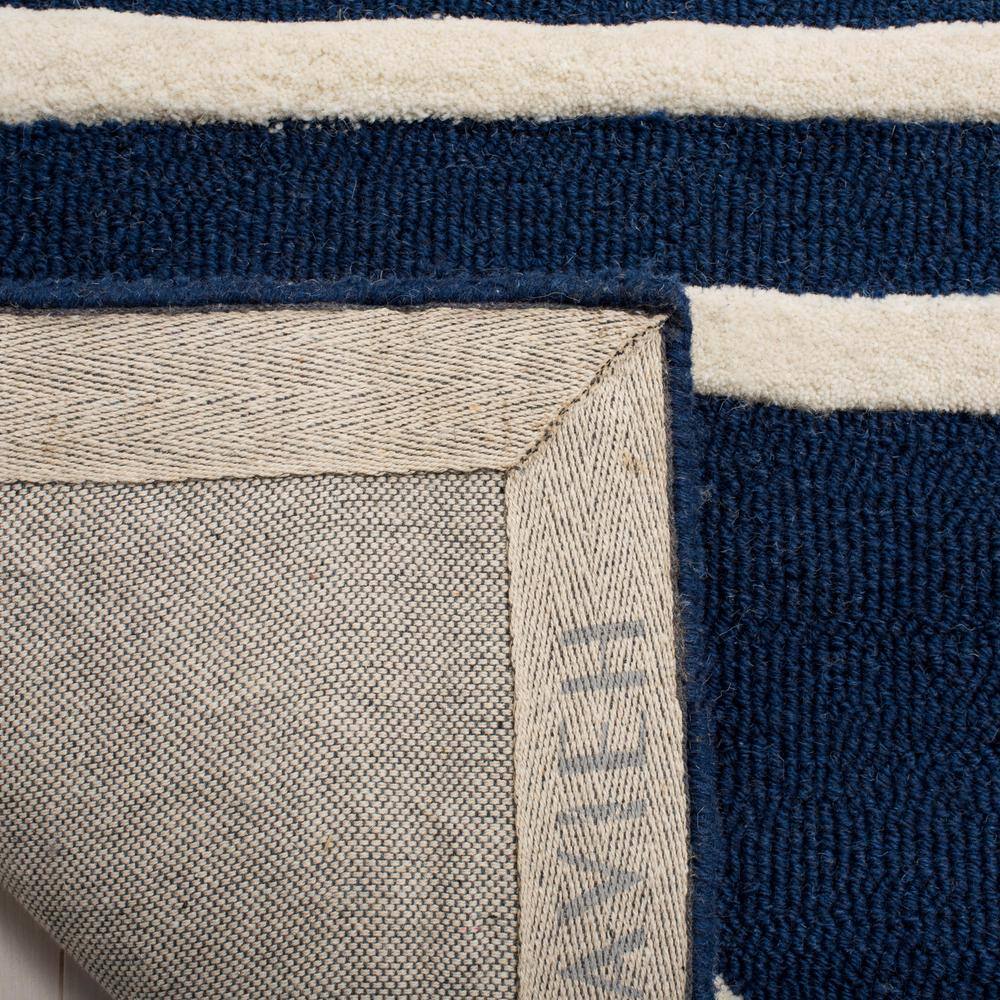 Ivory and Navy Hand-Tufted Wool Kids Area Rug, 5' x 7'