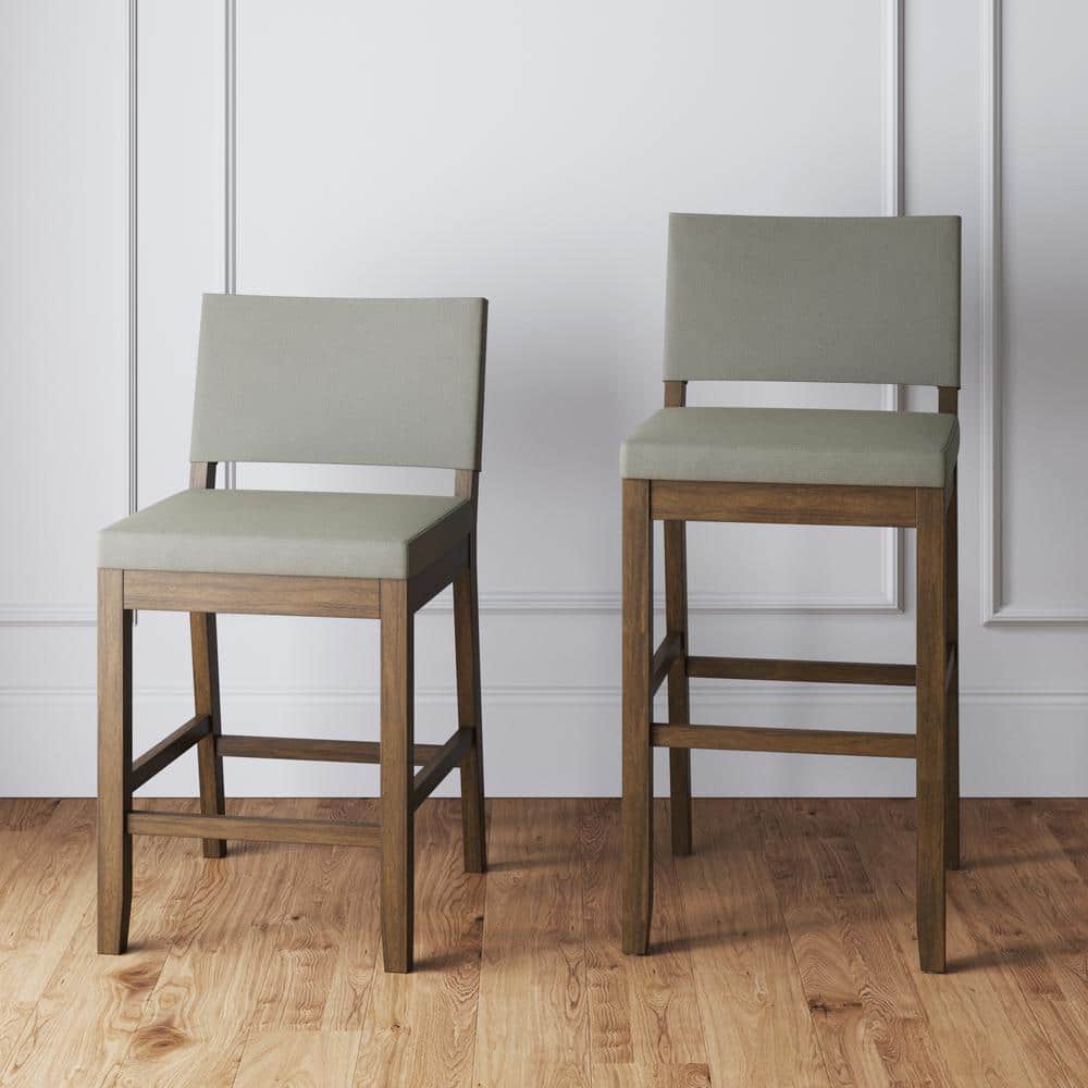 Linus Light Gray and Dark Brown Wood Bar Stool Set