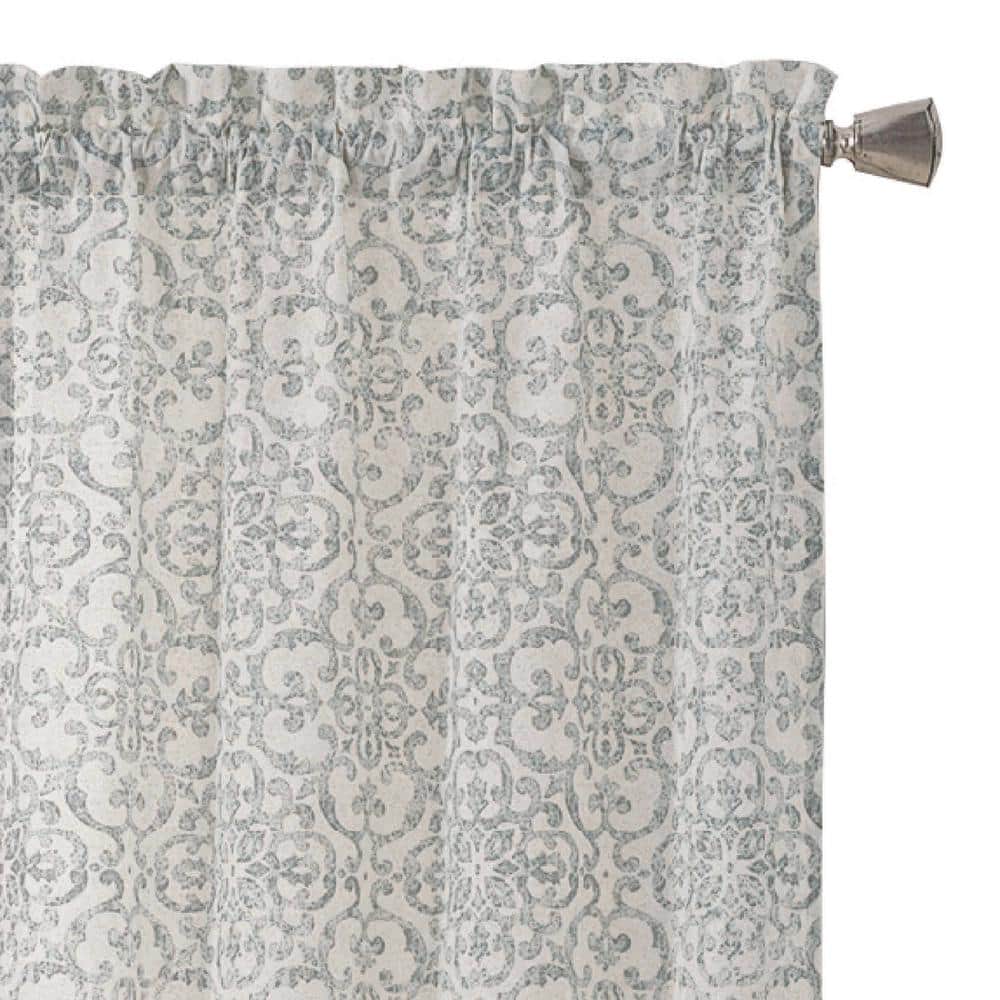 Spa Blue Cotton Polyester Rod Pocket Curtain Panels
